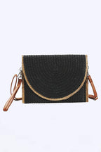 Solid Color Straw Convertible Swing Clutch Bag