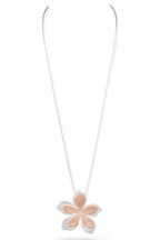 2 Tone Brush Metal Flower Pendant Necklace