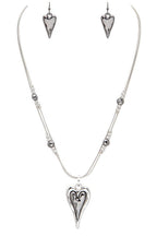 2 Tone Heart Pendant Necklace Set