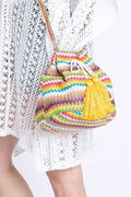 Mix Color Tassel Boho Swing Bucket Bag