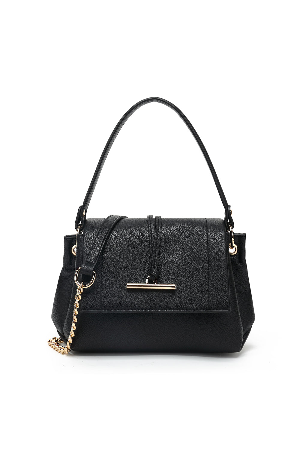 Flap crossbody with toggle detail and chain strap