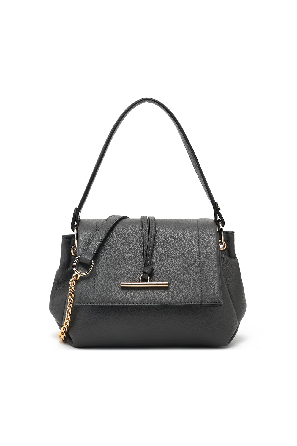 Flap crossbody with toggle detail and chain strap