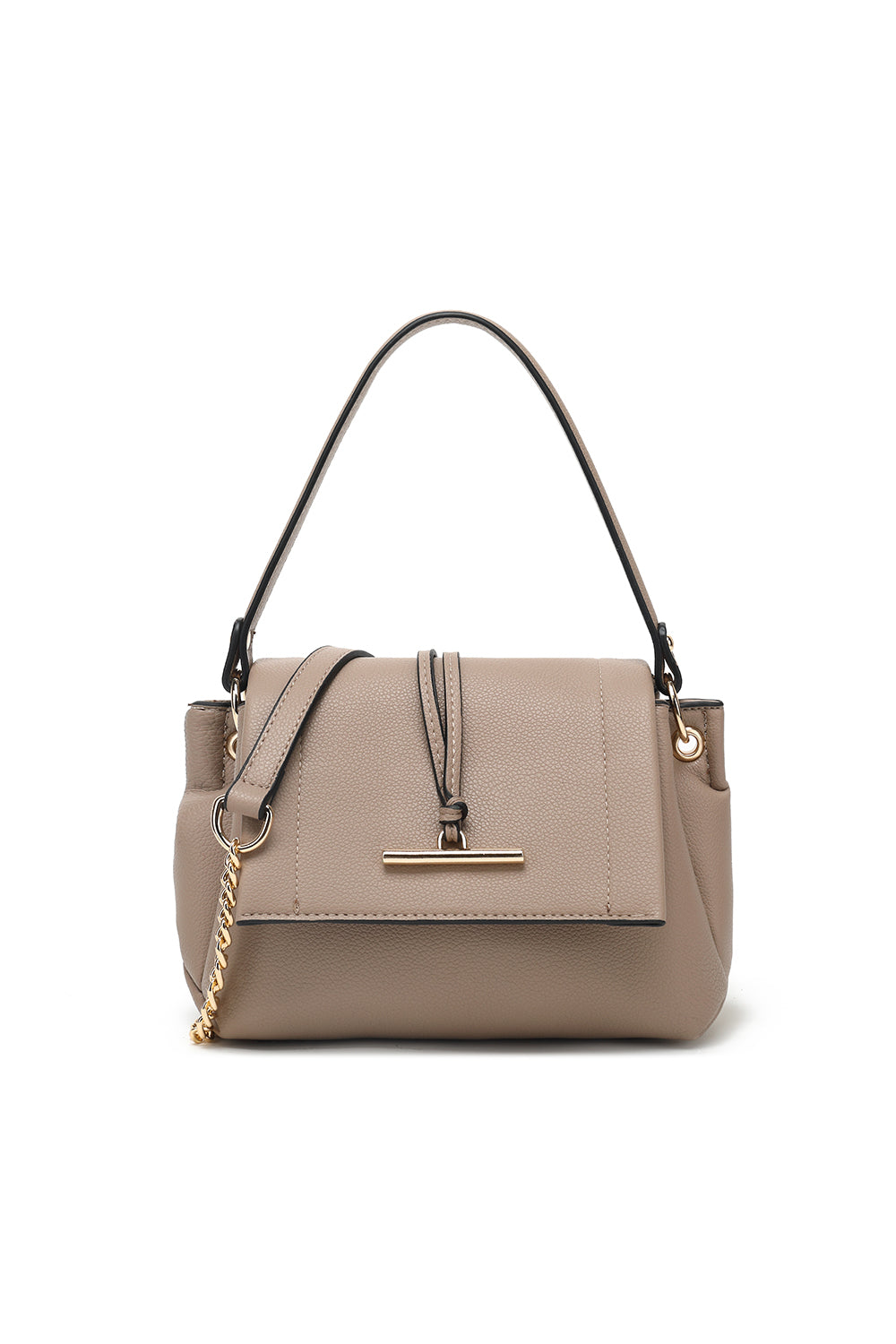 Flap crossbody with toggle detail and chain strap
