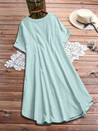 Plus Size Casual Button-Down Short Sleeve Dress