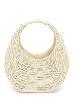Faux Straw Wicker Moon Bag