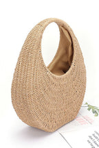 Faux Straw Wicker Moon Bag