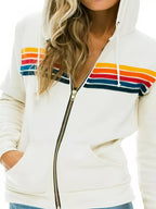 Full Size Striped Zip-Up Hoodie Plus Size