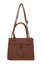 Leather Crossbody Bag with Double Tassel Charm