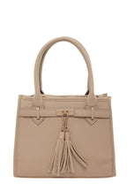 Leather Crossbody Bag with Double Tassel Charm