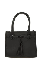 Leather Crossbody Bag with Double Tassel Charm