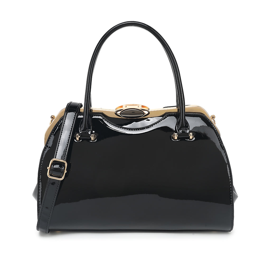Patent Leather Frame Satchel