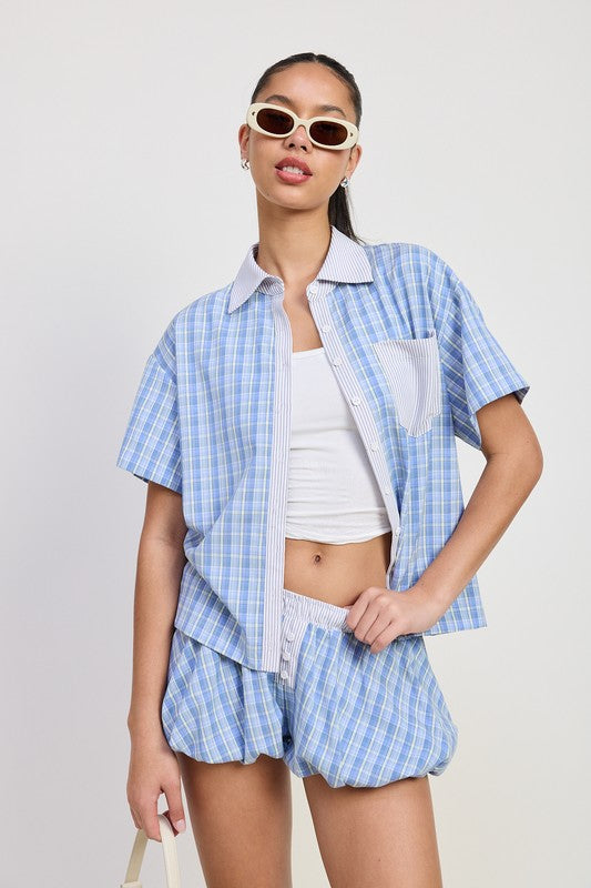 BUBBLE HEM SHORTS WITH ELASTIC WAIST