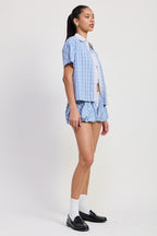 BUBBLE HEM SHORTS WITH ELASTIC WAIST