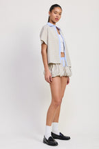 BUBBLE SLEEVE PLAD SHORTS