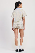 BUBBLE SLEEVE PLAD SHORTS
