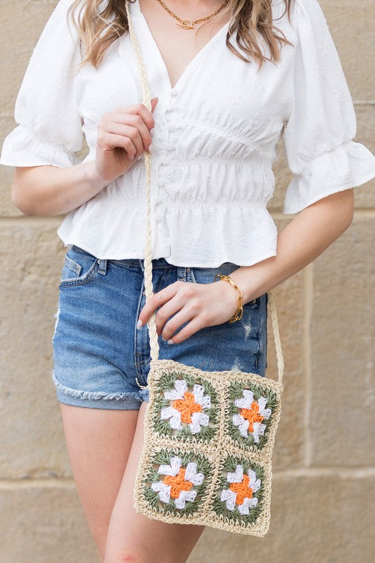 Eliza Crochet Straw Crossbody