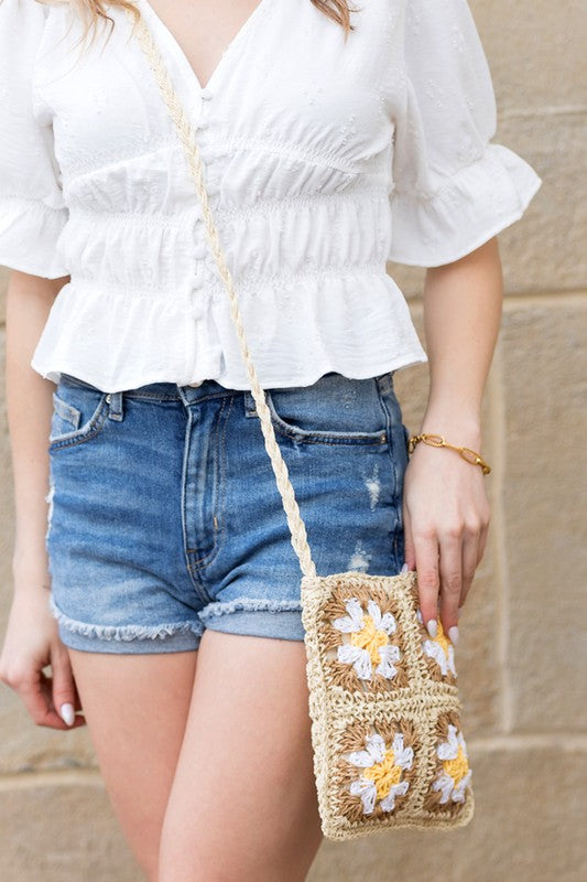 Eliza Crochet Straw Crossbody