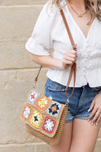 Sylvie Foldover Crochet Woven Crossbody