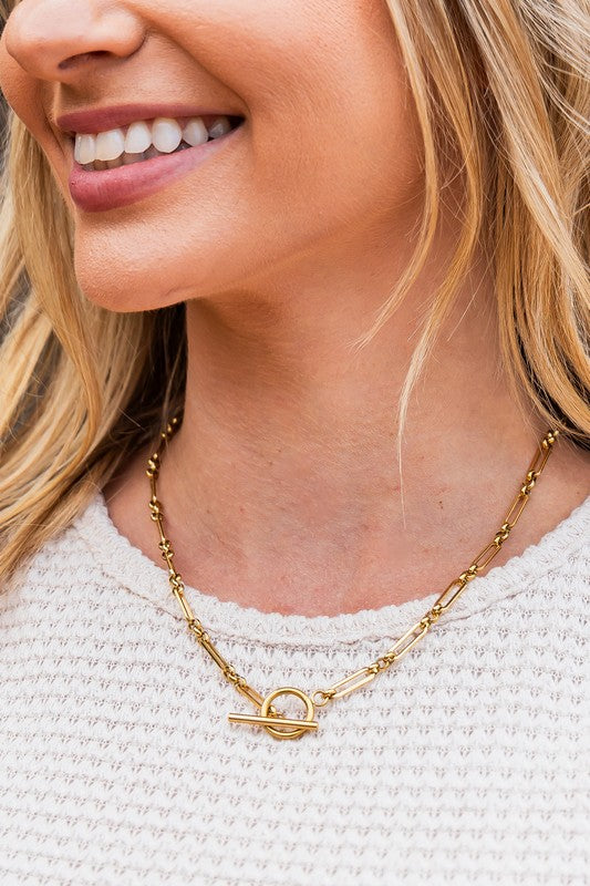 18K STAINLESS STEEL TOGGLE CHAIN NECKLACE
