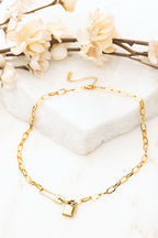 18K STAINLESS STEEL LOCK & CLIP CHAIN NECKLACE