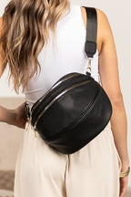 Sabrina Double Zip Leather Crescent Sling