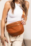 Sabrina Double Zip Leather Crescent Sling