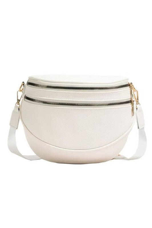 Sabrina Double Zip Leather Crescent Sling