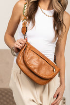 Callie Fold Over Leather Crossbody Sling Bag