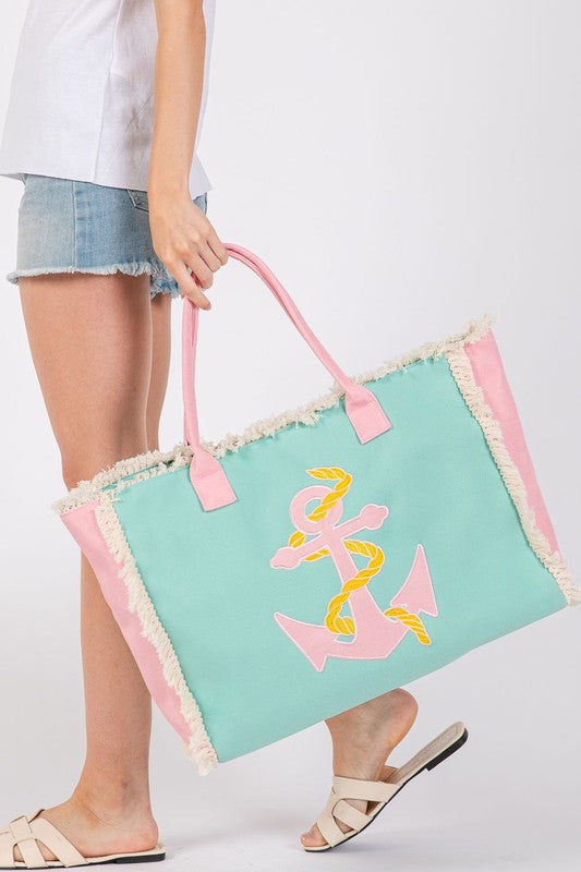 Anchor Fringe Oversize Fashion Tote