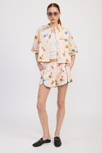 POPLIN SHORTS WITH PEPING DETAIL