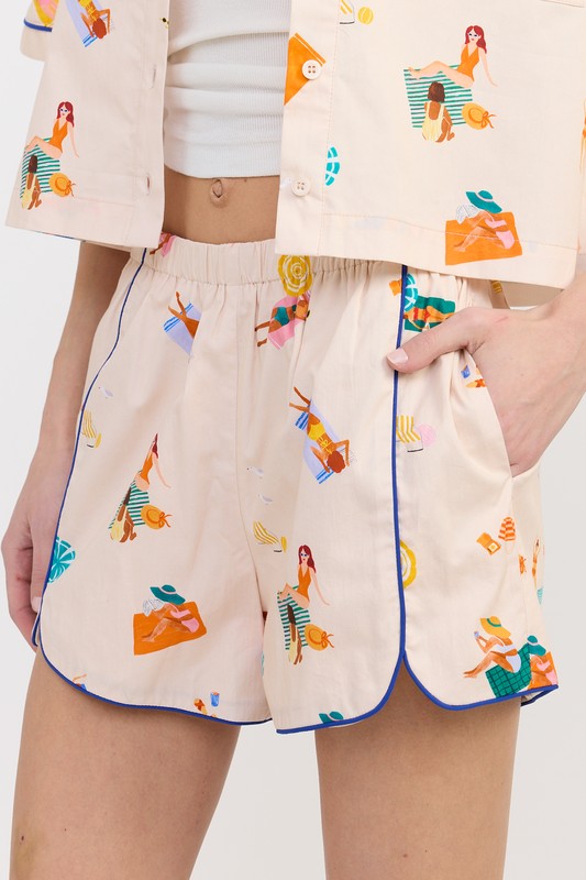 POPLIN SHORTS WITH PEPING DETAIL