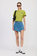 WRAPPED ASYMMETRICAL DENIM SKIRT