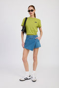 WRAPPED ASYMMETRICAL DENIM SKIRT