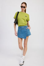WRAPPED ASYMMETRICAL DENIM SKIRT
