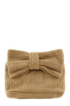Bow Accent Straw Clutch Bag