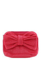 Bow Accent Straw Clutch Bag