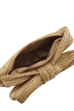 Bow Accent Straw Clutch Bag