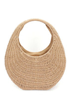 Faux Straw Wicker Moon Bag