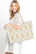 Fringe Edge Boho Printed Fashion Tote