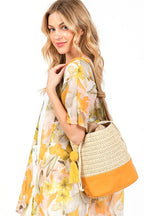 Faux Straw Summer Bucket Bag