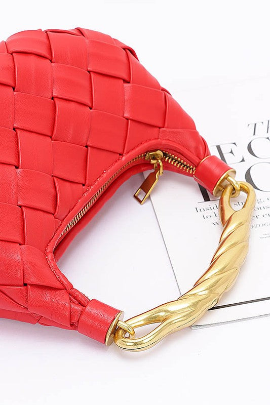 Textured Gold Bar Weaved Swing Bag
