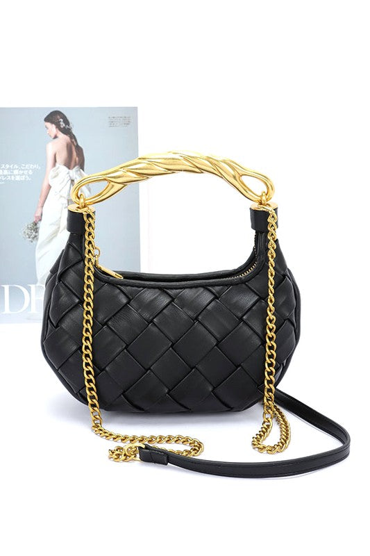 Textured Gold Bar Weaved Swing Bag