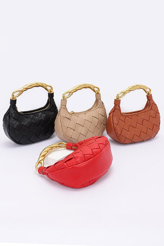Textured Gold Bar Weaved Swing Bag