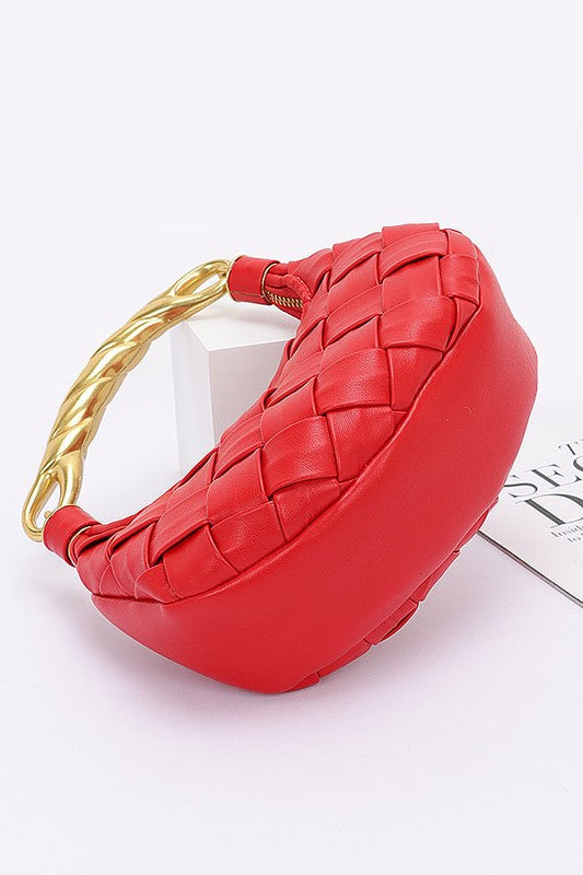 Textured Gold Bar Weaved Swing Bag