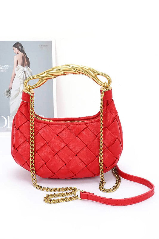 Textured Gold Bar Weaved Swing Bag