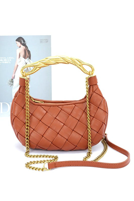 Textured Gold Bar Weaved Swing Bag