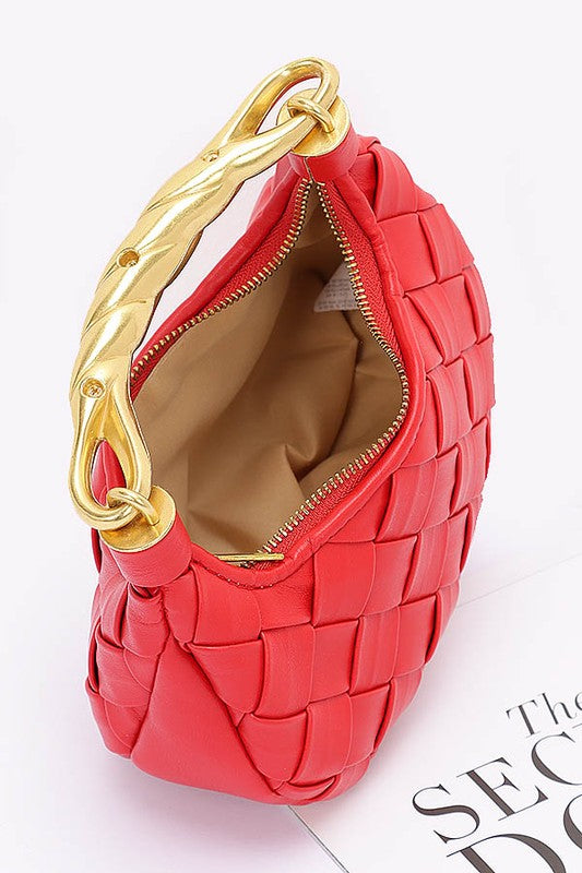 Textured Gold Bar Weaved Swing Bag