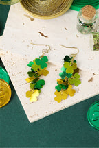 Green Metallic Shamrocks Cascade Earrings