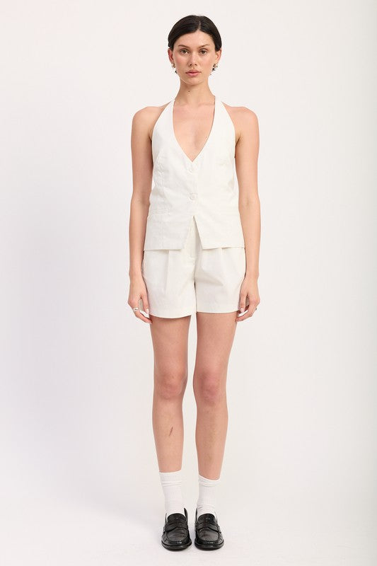 HIGH WAISTED PLEATED SHORTS