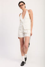 HIGH WAISTED PLEATED SHORTS